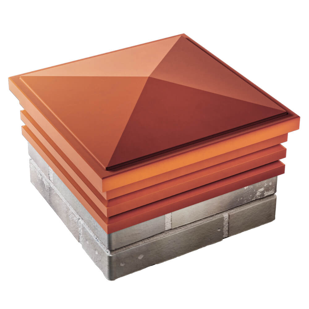 Колпак Zking Бона ХайТек Красный на столб 1.5х1.5 кирпича (385х385мм)