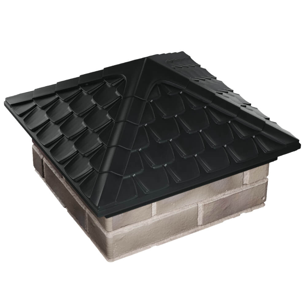 Колпак Zking Эльбрус Черный на столб 1.5х1.5 кирпича (385х385мм)